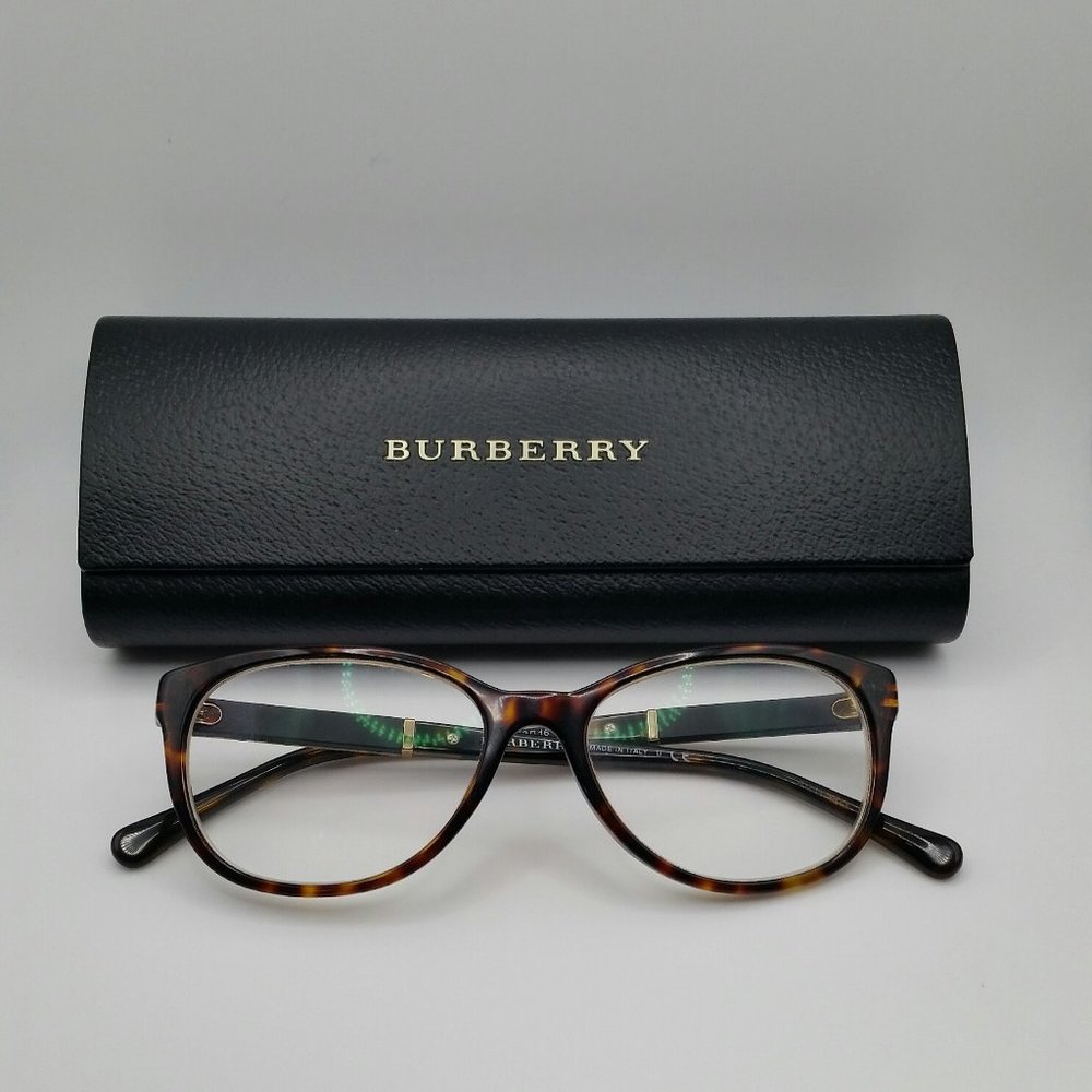 Burberry B2172 Tortoise and Plaid Eyeglass Frames Only With Case Italy Preowned